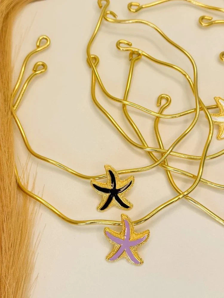 Colar Gargantilha+ Brincos Estrela do Mar Folheados a Ouro 18K