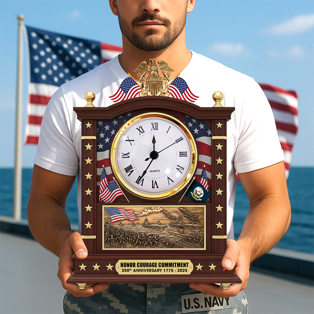 Military Desk Clock Plaque - Personalized 250th Anniversary Gift for Soldier 03huqn080725