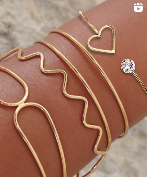 Bracelete Coração Ajustável Folheado a Ouro - Ideal para Todas as Ocasiões