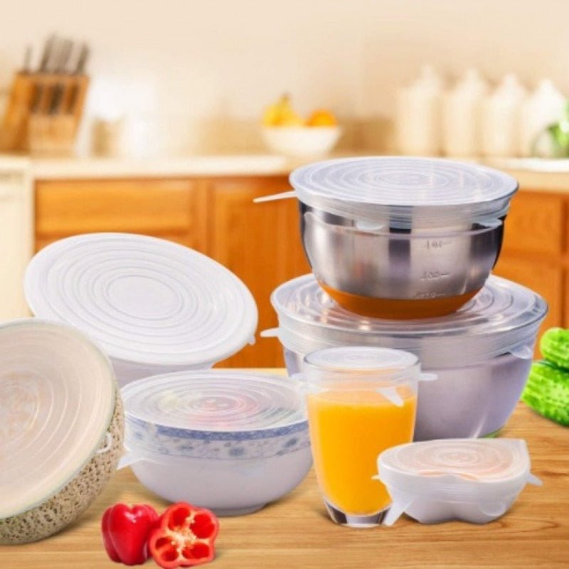 Kit 6 Tampas Elásticas de Silicone Reutilizável para Potes Tapoar de Cozinha - Eu Piro - Descontos de pirar