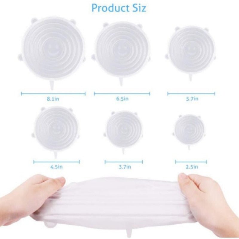 Kit 6 Tampas Elásticas de Silicone Reutilizável para Potes Tapoar de Cozinha - Eu Piro - Descontos de pirar