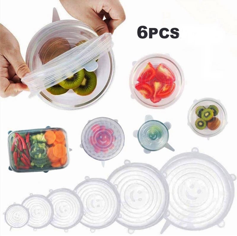 Kit 6 Tampas Elásticas de Silicone Reutilizável para Potes Tapoar de Cozinha - Eu Piro - Descontos de pirar
