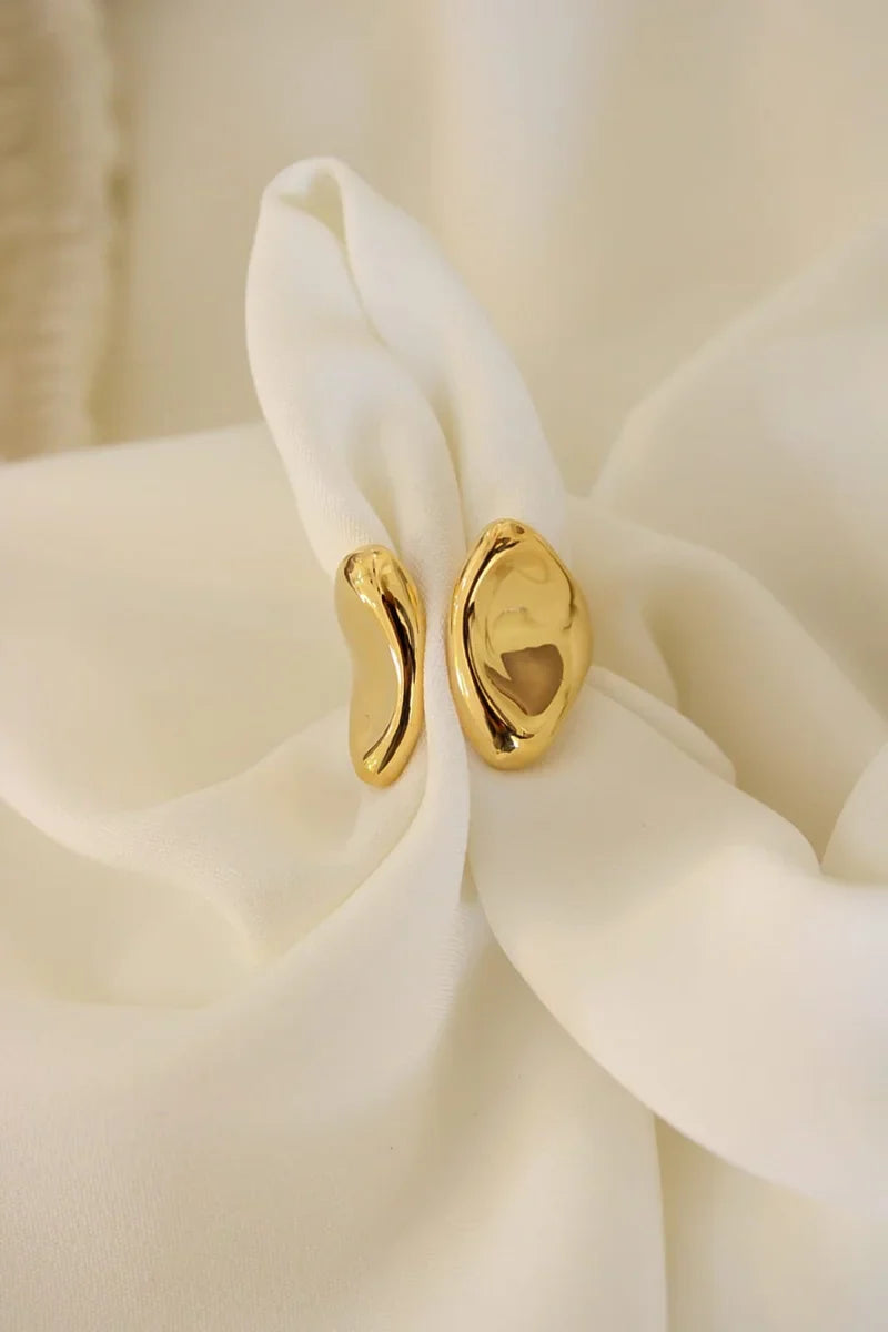 Anéis Geométricos Vintage de Aço folheado a Ouro 18k