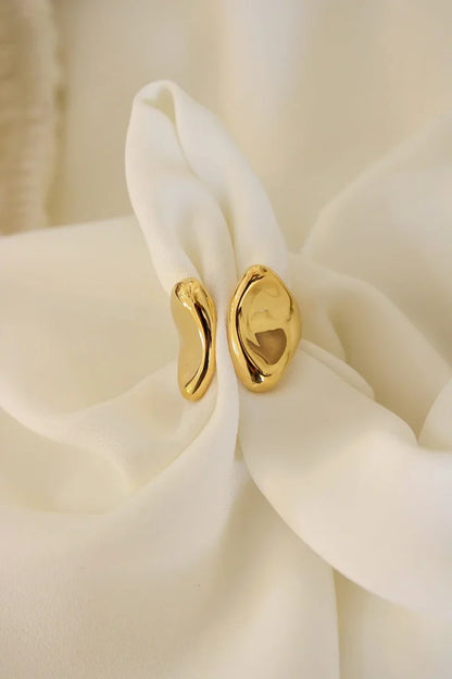Anéis Geométricos Vintage de Aço folheado a Ouro 18k