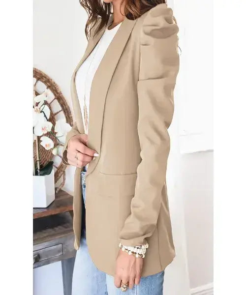 Blazer Feminino com Bolso e Manga Puff