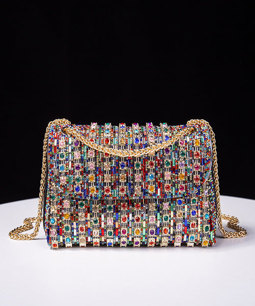 Bolsa de Festa com Corrente e Strass Arco-Íris