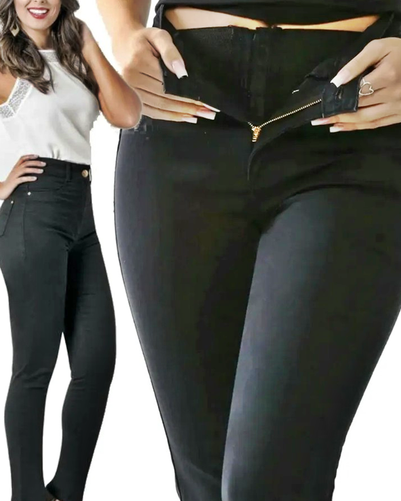 Calça Jeans Feminina Cintura Alta Strech com Cinta Modeladora