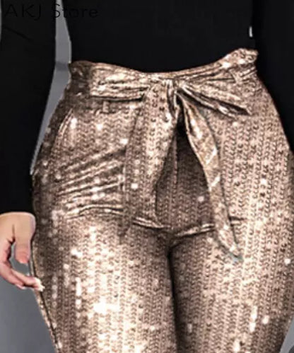 Calça Feminina Lápis Cintura Alta  com Lantejoulas