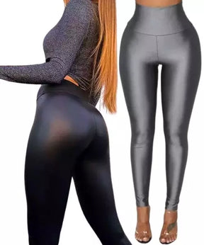 Calça Feminina Modeladora  Legging em Couro Sintético - 2 Unidades