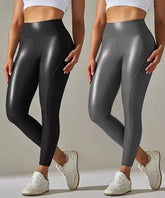 Calça Feminina Modeladora  Legging em Couro Sintético - 2 Unidades