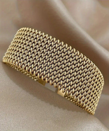 Pulseira Clássica de Malha Trançada em Aço Inoxidável