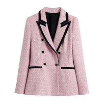 Blazer Feminino Transpassado Acinturado com Botões para Outono Inverno