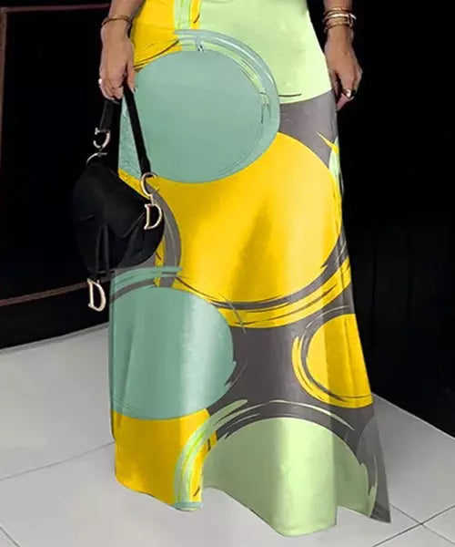 Vestido Feminino Longo sem Manga Max Vestido Gola alta