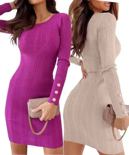 Vestido Feminino Tubinho Manga Longa com Botões