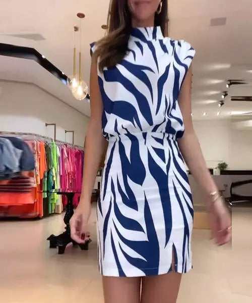 Vestido Feminino Curto Estampado Abertura nas Costas