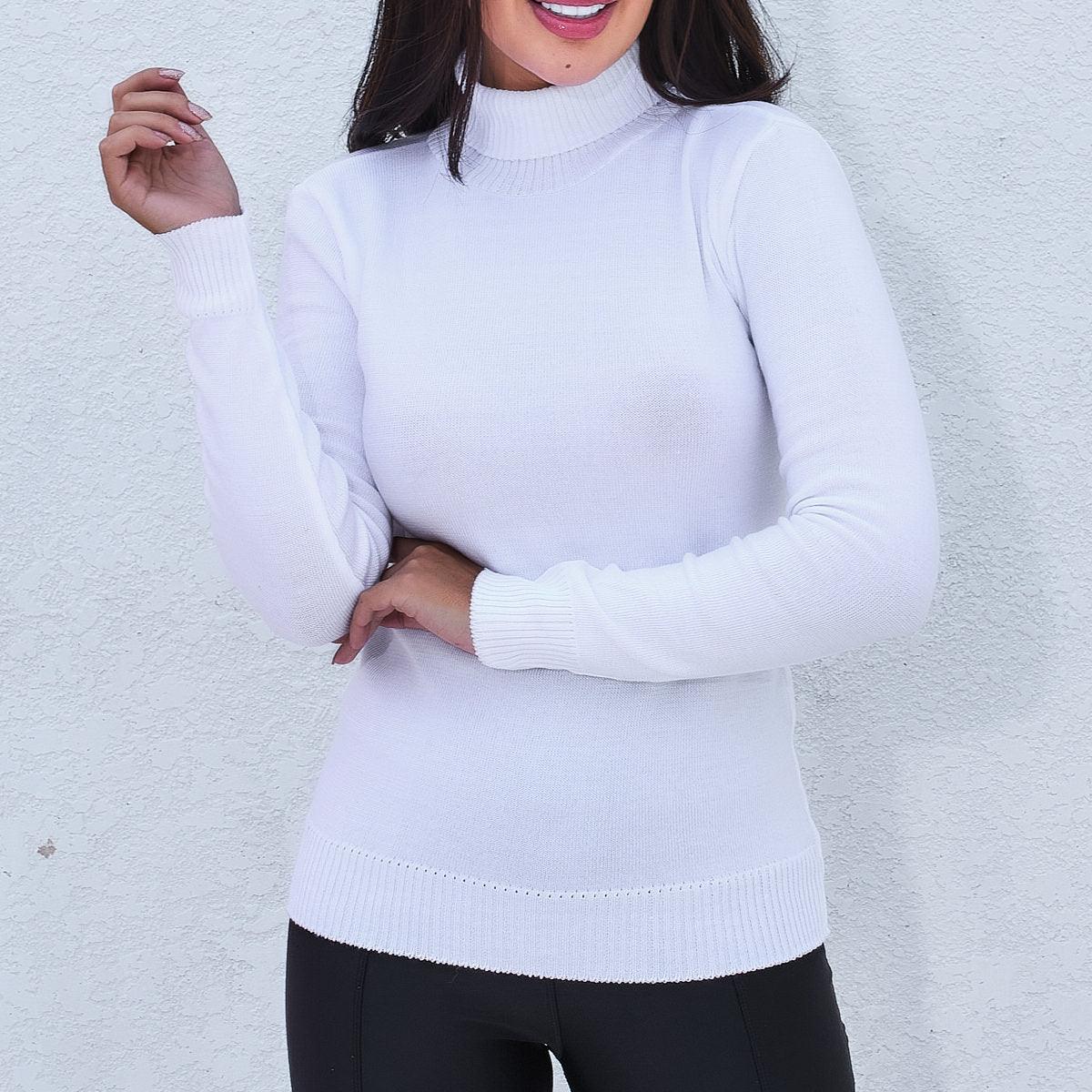 Blusa Suéter Cacharrel Tricot Feminina Gola Alta Outono e Inverno - Eu Piro - Descontos de pirar