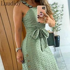 Vestido Longo Casual Detalhes em Botões