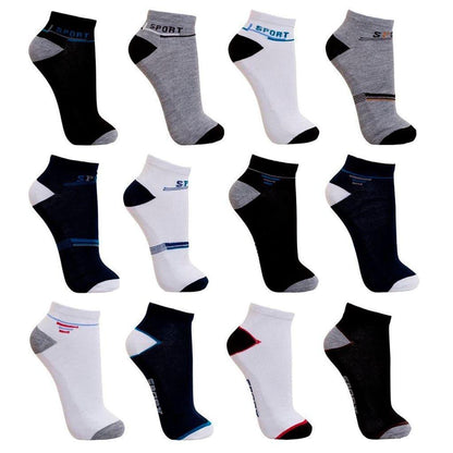 Kit Meia Soquete Sport Adulto Masculino 12 Pares em Cores Sortidas Cano Curto - Eu Piro - Descontos de pirar